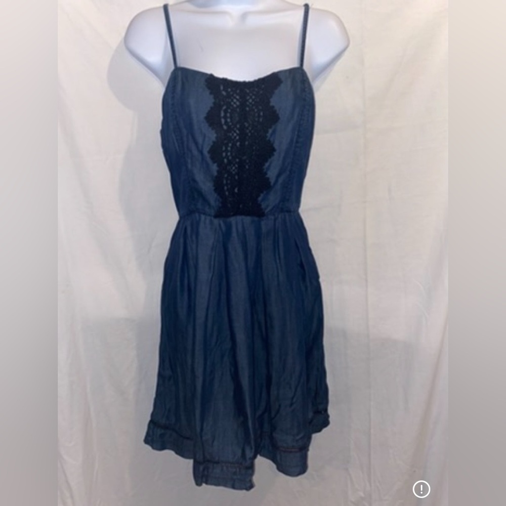 Women’s size Medium MAURICES denim dress with crochet accents